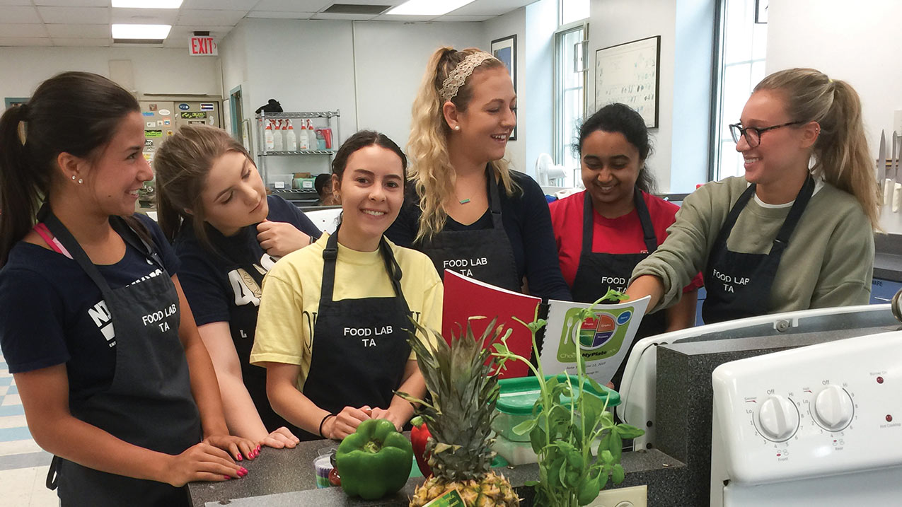 Students together in the cooking lab