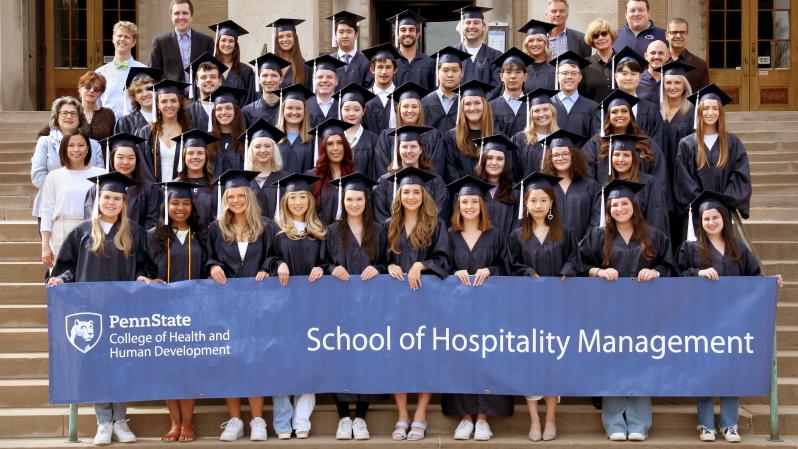 2022 SHM Graduates on steps of Pattee Library