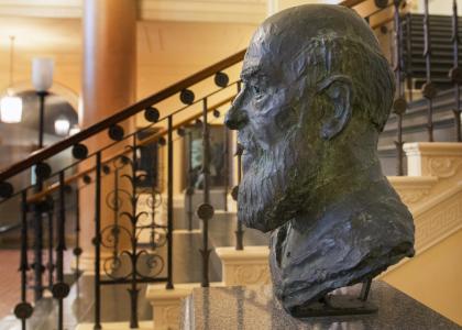 George Atherton bust in Old Main