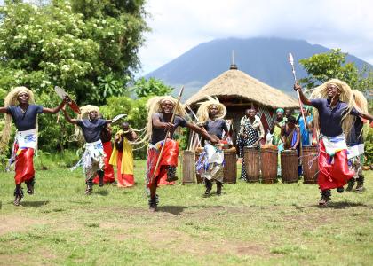 Members of an East African village doing a traditional dance.