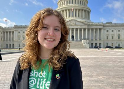 Natalie Meriwether standing in front of the U.S. Capitol Building