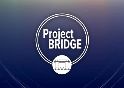 logo for Project Bridge with name and line drawing of a bridge