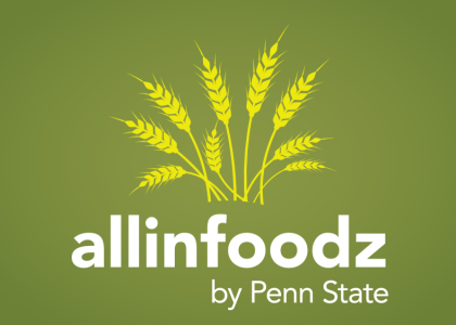 Allinfoodz by Penn State podcast logo with several silhouetted stalks of wheat