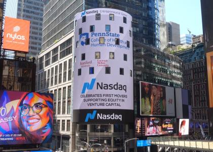 Penn State’s College of Health and Human Development was highlighted with other partners on The Nasdaq MarketSite