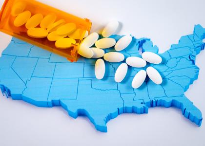 pills on blue US