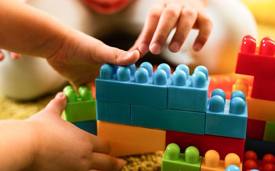 Children Playing with Blocks