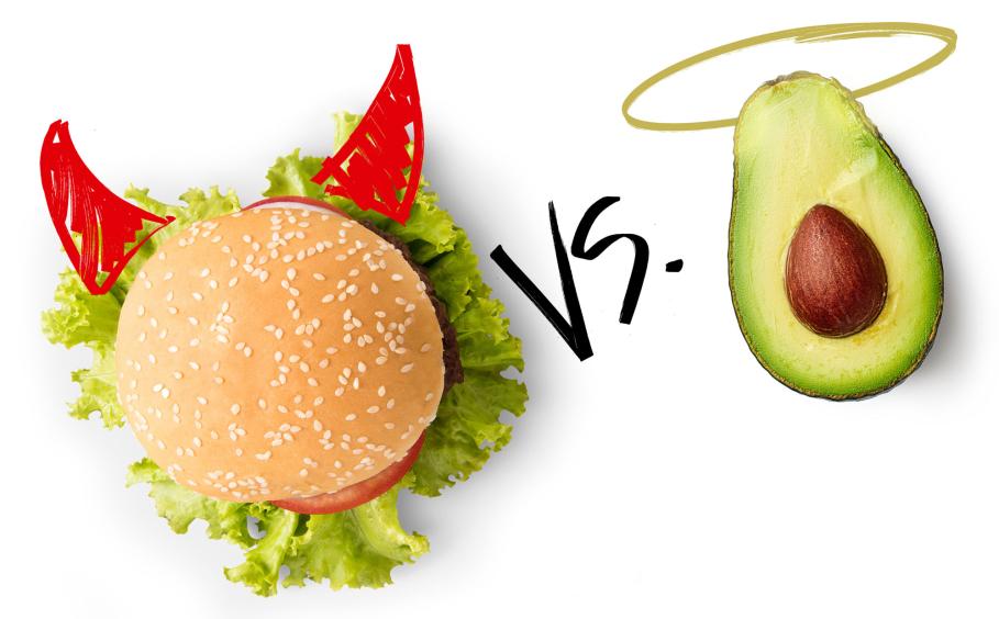 Fats; burger fat versus avocado fat