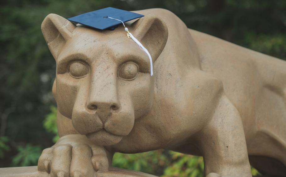 Lion Shrine with a graduation cap