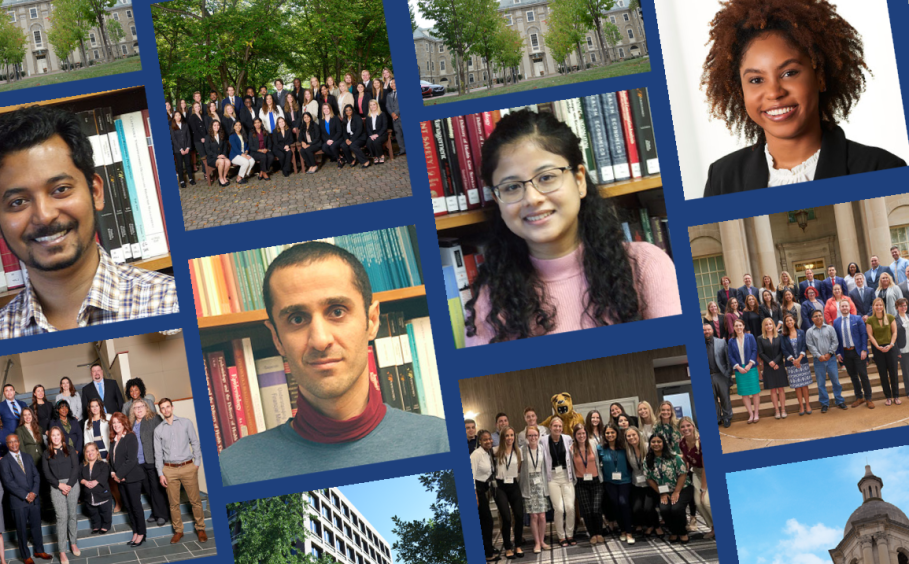 Graduate students and penn state campus collage