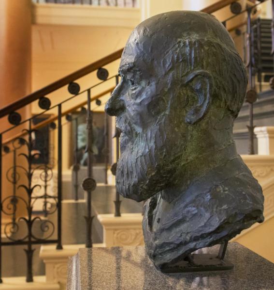 George Atherton bust in Old Main