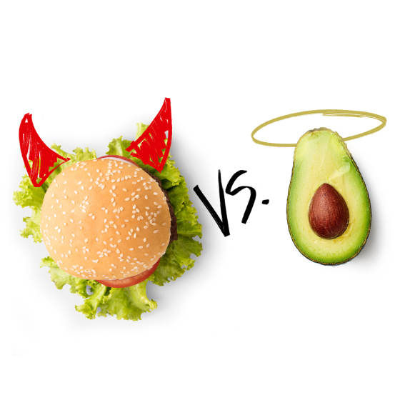 devil burger vs. angel avocado